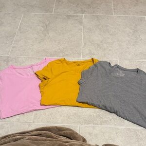 Bundle of 3 No boundaries Tees Pink, Mustard, and Gray